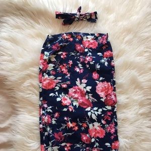 Baby newborn swaddle sac and matching headband